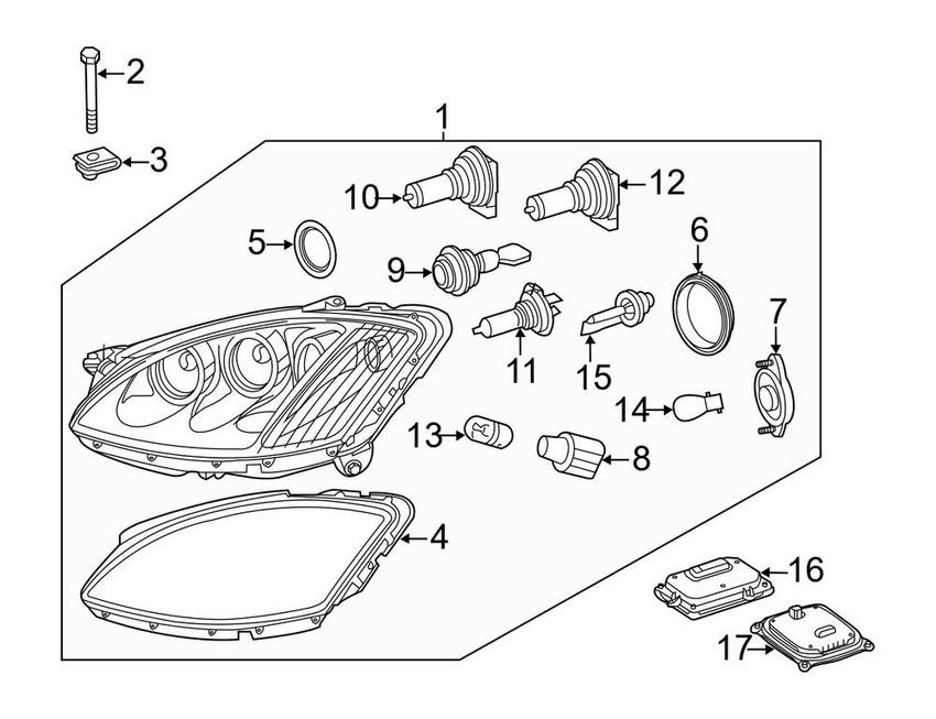 Mercedes Headlight - Front Passenger Right 2218207839